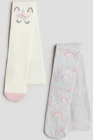 H&M 2-Pack Feinstrick-Strumpfhosen - Weiß - Kinder
