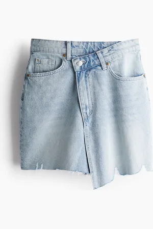 H&M Denimrock mit überlappendem Bund - Blau - Damen
