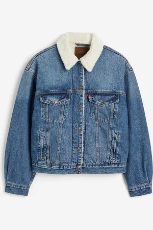 H&M 90s Sherpa Trucker Jacket - Blau - Damen