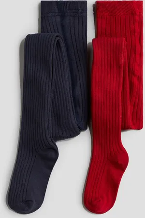 H&M 2er-Pack Gerippte Strumpfhosen - Rot - Kinder