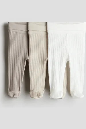 H&M 3er-Pack Leggings mit Umschlagbund - Weiß - Kinder
