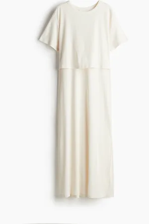 H&M MAMA Geripptes Stillkleid - Weiß - Damen