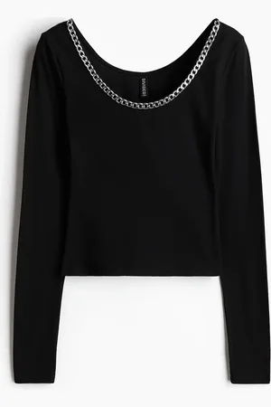 H&M Langarmshirt mit Zierkette - - Damen