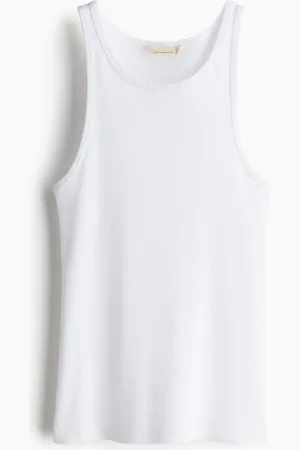 H&M Geripptes Tanktop aus Seidenmix - Weiß - Damen