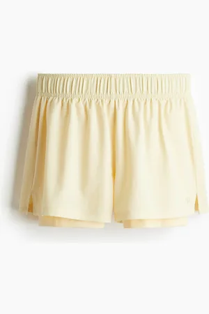 H&M Doppellagige Laufshorts mit DryMove - Gelb - Sportswear