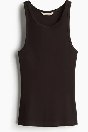 H&M Geripptes Tanktop aus Seidenmix - Braun - Damen