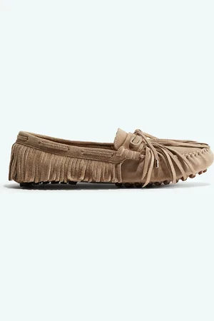 H&M Veloursleder-Loafer mit Fransen - - Damen