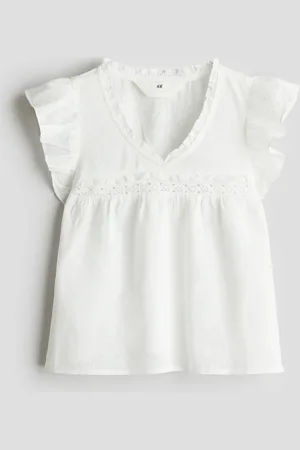H&M Baumwollbluse mit Volants - Weiß - Kinder