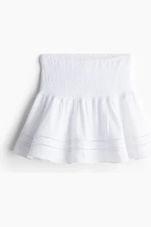 H&M Minirock mit Smokbund - Weiß - Damen