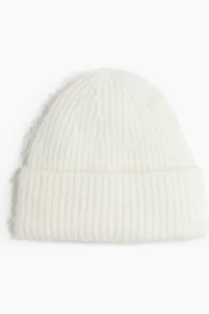 H&M Beanie in Rippstrick - Weiß - Damen
