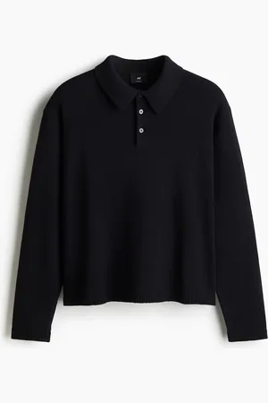 H&M Feinstrick-Poloshirt in Loose Fit - Blau - Herren