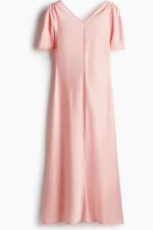 H&M Satinkleid mit Bindebändern im Rücken - Rosa - Damen