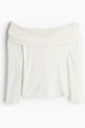 H&M Zartes, schulterfreies Shirt - Weiß - Damen