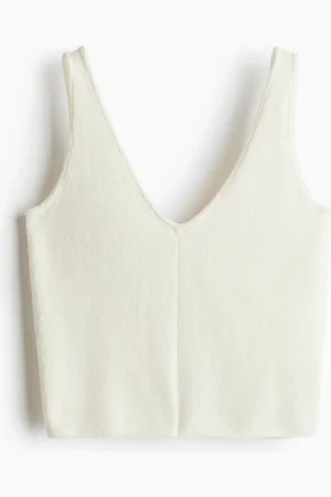H&M Tanktop aus Chenille - Weiß - Damen