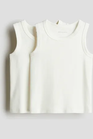 H&M 2er-Pack Tanktops aus Pima-Baumwolle - Weiß - Kinder