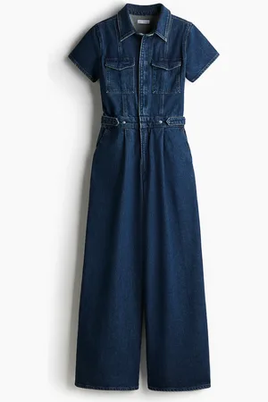 H&M Fit For Succes Pleatd Wide Leg Jeans - Blau - Damen