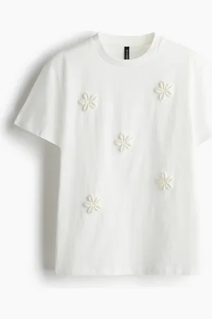 H&M T-Shirt mit Motiv - Weiß - Damen