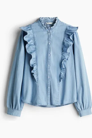 H&M Denimbluse mit Volants - Blau - Damen