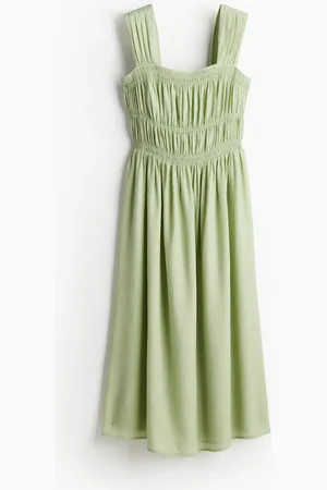 H&M Gesmoktes Kleid - Grün - Damen