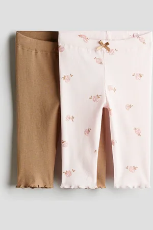 H&M 2er-Pack Gerippte Leggings aus Baumwolle - Rosa - Kinder
