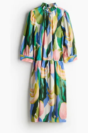 H&M Kleid mit Volantkragen - Blau - Damen