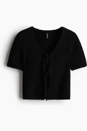 H&M Geripptes Top mit Schnürdetail - - Damen