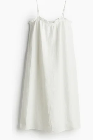 H&M Baumwollkleid mit Volants - Weiß - Damen