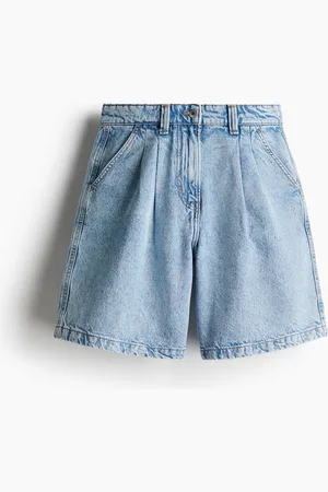 H&M Jeansshorts mit Falten - Blau - Damen