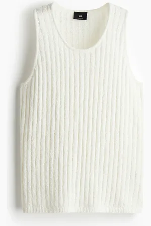 H&M Geripptes Tanktop in Regular Fit - Weiß - Herren