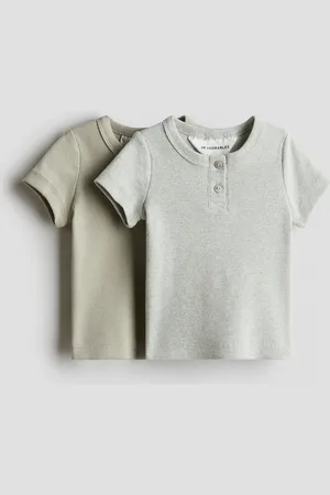 H&M 2er-Pack Henleyshirts aus Baumwolle - Grün - Kinder