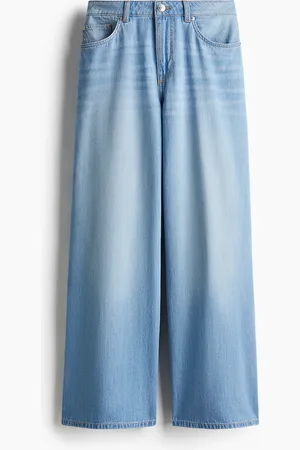 H&M Baggy Wide Low Jeans - Blau - Damen