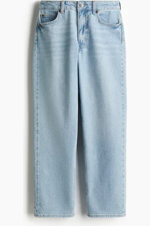 H&M Slim Straight High Ankle Jeans - Blau - Damen