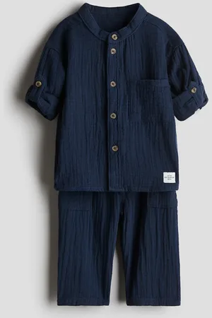 H&M Zweiteiler aus Baumwollmusselin - Blau - Kinder