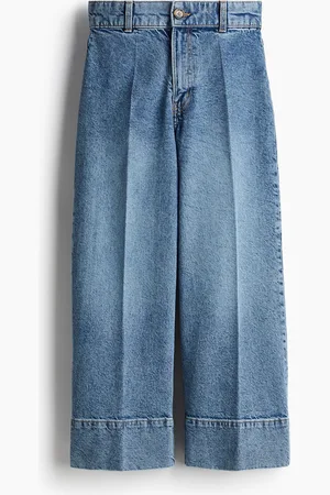 H&M Wide High Cropped Jeans - Blau - Damen
