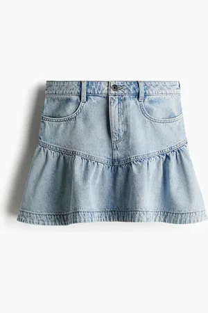 H&M Denimrock mit Peplum - Türkis - Damen