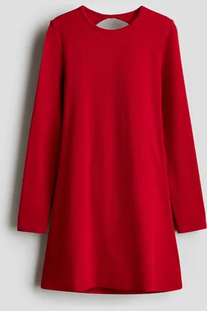 H&M Jerseykleid mit Cut-out im Rücken - Rot - Kinder