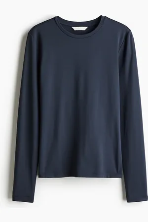 H&M Langarmshirt aus Mikrofaser - Blau - Damen