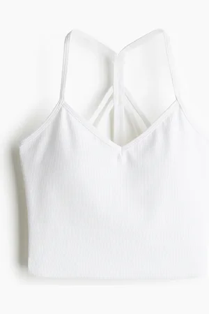 H&M Ribbed Performance Bralette - Weiß - Sportswear