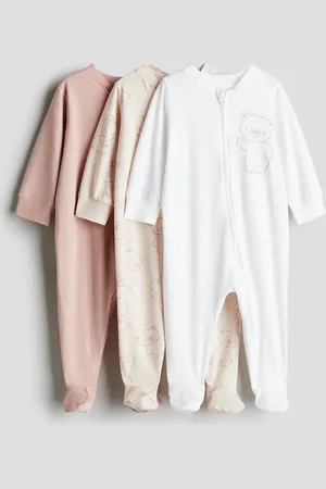 H&M 3er-Pack Schlafanzüge mit Reißverschluss - Rosa - Kinder