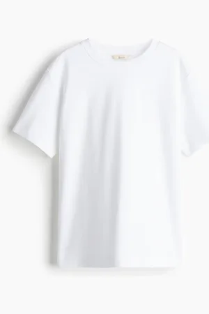 H&M T-Shirt aus Pima-Baumwolle - Weiß - Damen