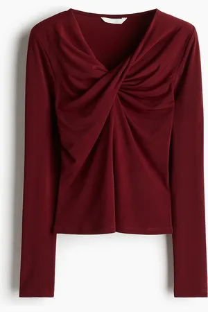 H&M Shirt mit Twistdetail - Rot - Damen