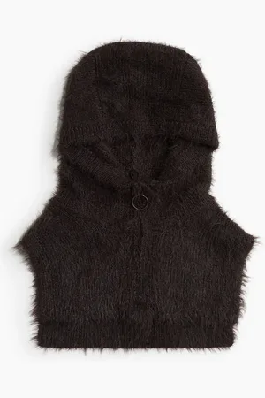 H&M Flauschiger Rollkrageneinsatz mit Kapuze - Braun - Damen