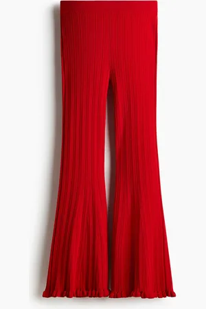 H&M Schlaghose aus Rippstrick - Rot - Damen