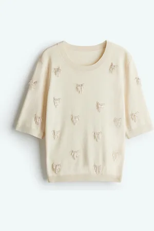 H&M Shirt mit Perlenverzierungen - Weiß - Damen