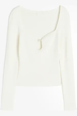 H&M Shirt mit Perle - Weiß - Damen