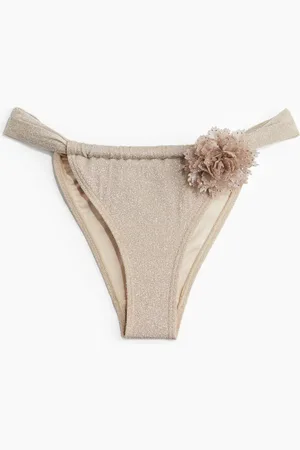 H&M Bikini Brief With Flower Trim - Weiß - Damen