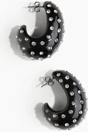 H&M Chunky Ohrringe mit Strass - - Damen