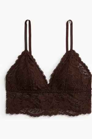 H&M Wattiertes Bralette aus Spitze - Braun - Damen