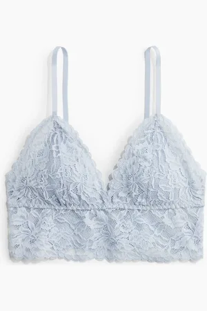H&M Wattiertes Bralette aus Spitze - Blau - Damen