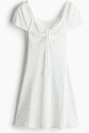 H&M Ausgestelltes Kleid mit Spitzenbesatz - Weiß - Damen
